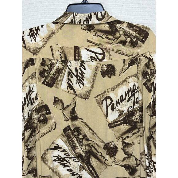 Panama Jack Men’s Brown Tropical Print Short Sleeve Button Up Shirt XL Hawaiian - Picture 7 of 12